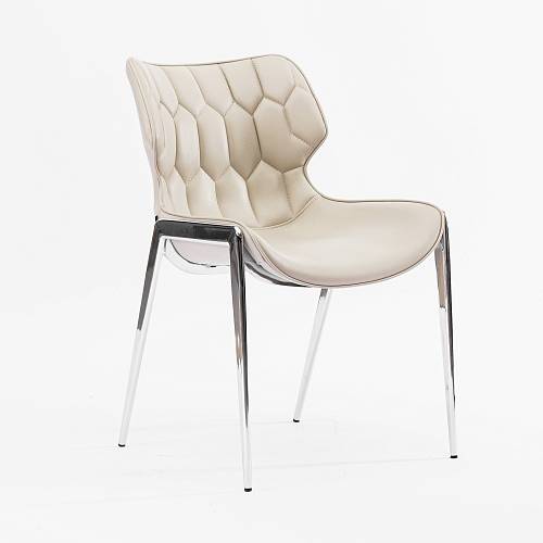 картинка Стул Найроби светло-бежевая экокожа ножки хромированные от производителя дизайнерской мебели Deephouse