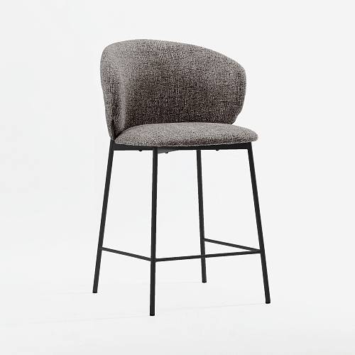 картинка Стул Шамбери полубарный серая ткань ножки металл (черный) от производителя дизайнерской мебели Deephouse