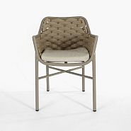 Кресло Кицбюэль плетеное бежевое, подушка ткань бежевая, ножки бежевый металл - 4