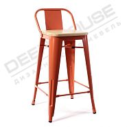 Полубарный стул TOLIX оранжевый + светлое дерево - 1