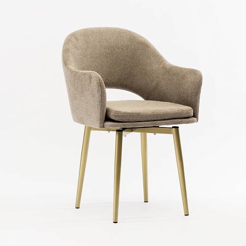 картинка Стул Магриб вращающийся бежево-коричневая ткань ножки золото от производителя дизайнерской мебели Deephouse