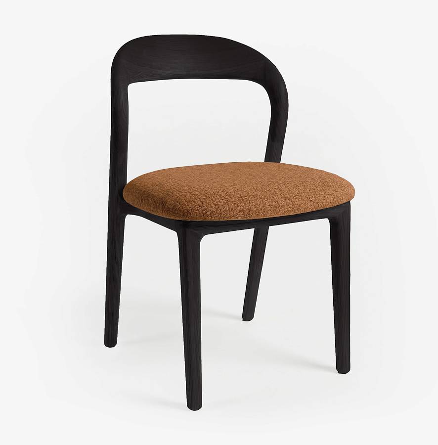 картинка Стул Лугано без подлокотников терракотовая ткань береза тон черный матовый (эмаль) от производителя дизайнерской мебели Deephouse