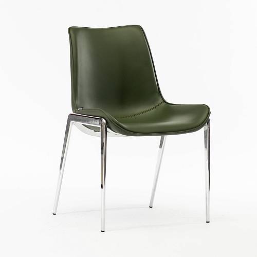 картинка Стул Эссен без подлокотников зеленая экокожа ножки хромированные от производителя дизайнерской мебели Deephouse