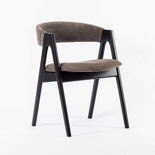 картинка Стул Дублин серо-коричневая ткань массив бука (черный) от производителя дизайнерской мебели Deephouse