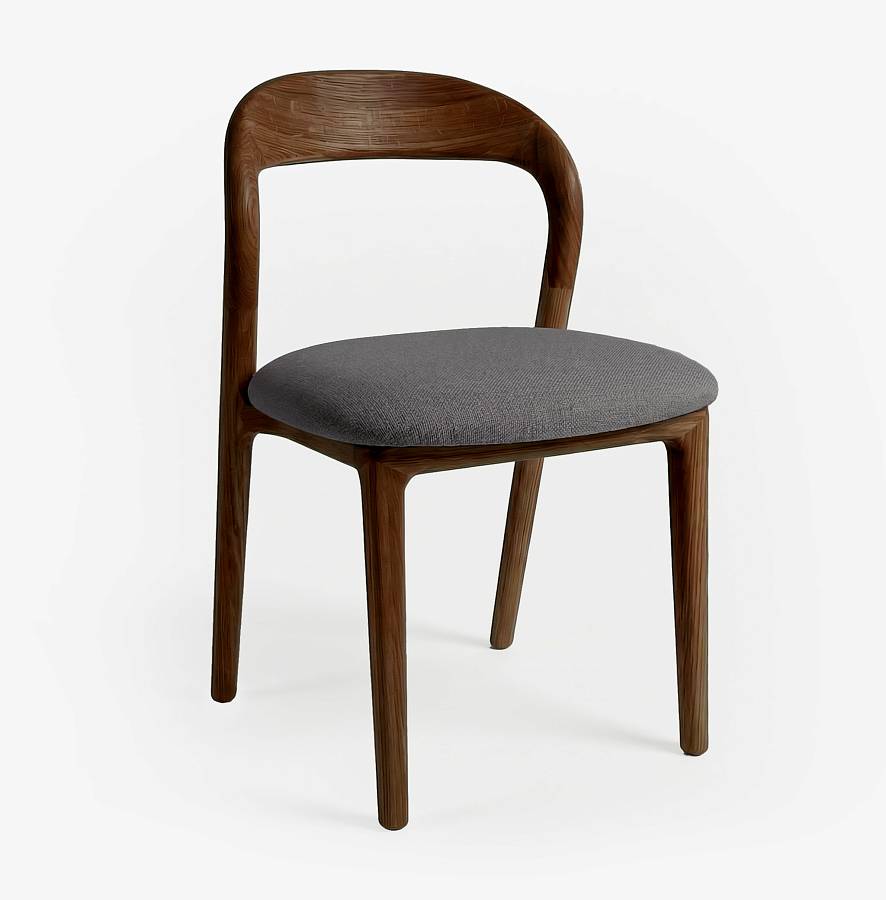 картинка Стул Лугано без подлокотников серая ткань береза тон рич (бейц) от производителя дизайнерской мебели Deephouse