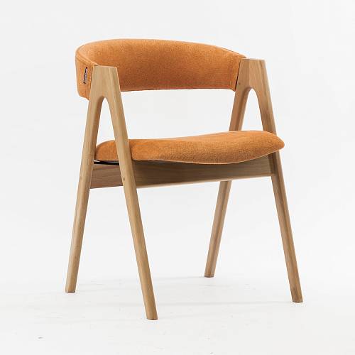 картинка Стул Дублин оранжевая ткань массив бука (натуральное дерево) от производителя дизайнерской мебели Deephouse