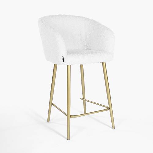 картинка Стул Гарда барный белый экомех ножки золото от производителя дизайнерской мебели Deephouse