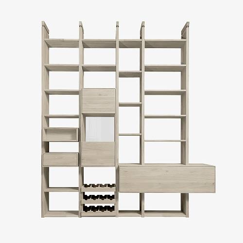 картинка Стеллаж Лунд 218,6х41х250 см массив дуба тон светлый натуральный (масло) от производителя дизайнерской мебели Deephouse