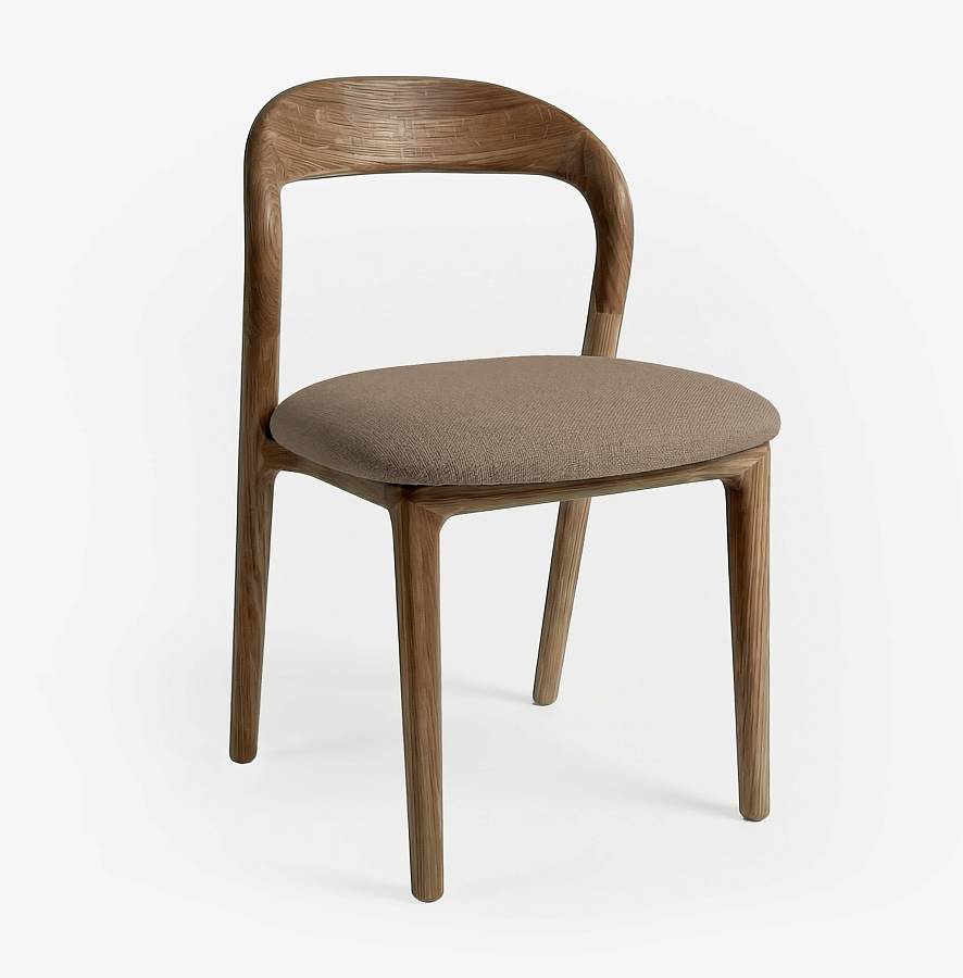 картинка Стул Лугано без подлокотников серо-коричневая ткань дуб тон терра (масло) от производителя дизайнерской мебели Deephouse