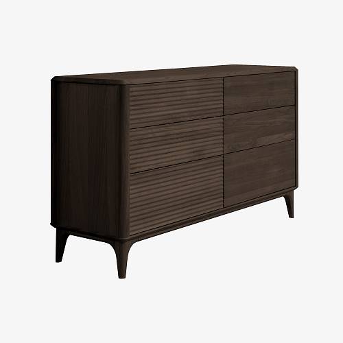 картинка Комод Канберра 140х45х81 см массив дуба тон темный орех (бейц/лак) от производителя дизайнерской мебели Deephouse