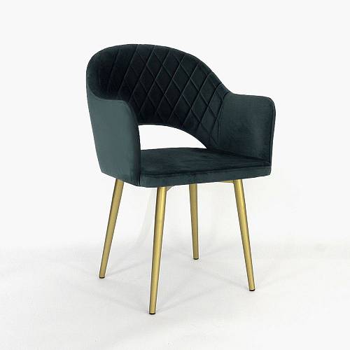 картинка Стул Белладжио вращающийся темно-зеленый бархат ножки золото от производителя дизайнерской мебели Deephouse