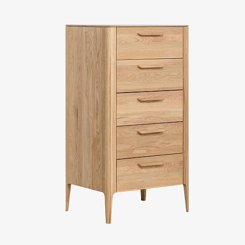 картинка Комод Аделаида с 5 ящиками 66х46х118 см массив дуба тон натуральный (масло) от производителя дизайнерской мебели Deephouse