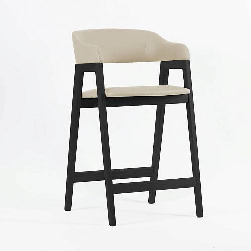 картинка Стул Челси полубарный кремовая экокожа массив бука (черный) высота подлокотников 83,5 см от производителя дизайнерской мебели Deephouse