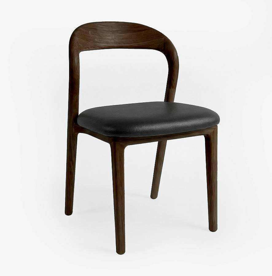 картинка Стул Лугано без подлокотников черная экокожа дуб тон темный орех (масло) от производителя дизайнерской мебели Deephouse