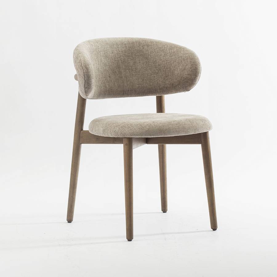 картинка Стул Феррара бежево-коричневая ткань ножки дуб тон терра от производителя дизайнерской мебели Deephouse