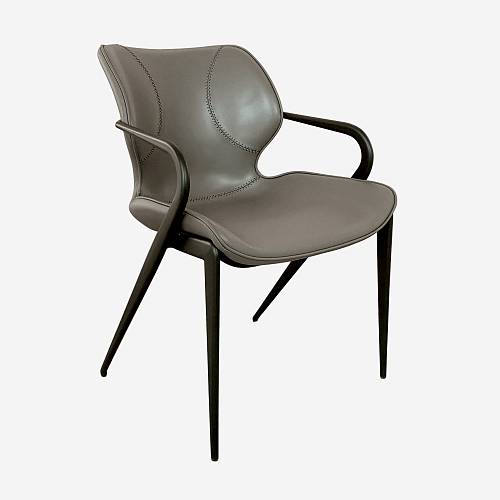 картинка Стул Мангейм серая экокожа ножки черные от производителя дизайнерской мебели Deephouse