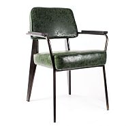 Кресло Вена сталь + сиденье экокожа зеленый винтаж - 1