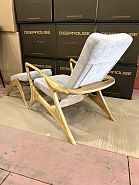 Кресло Хорсес с подставкой для ног светло-серая ткань, дуб, тон бесцветный - 21