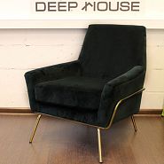 Кресло Амстердам темно-зеленый бархат + ножки золотой металл - 8