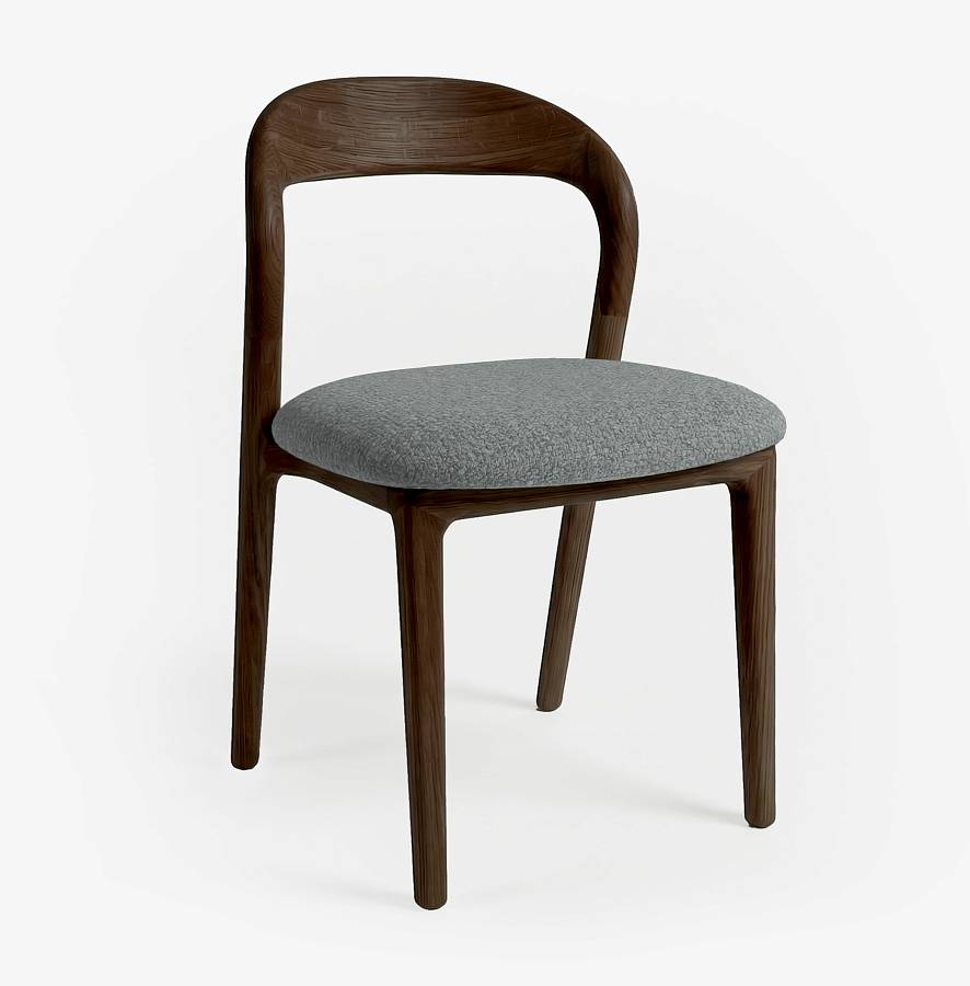 картинка Стул Лугано без подлокотников серо-голубая ткань дуб тон темный орех (масло) от производителя дизайнерской мебели Deephouse