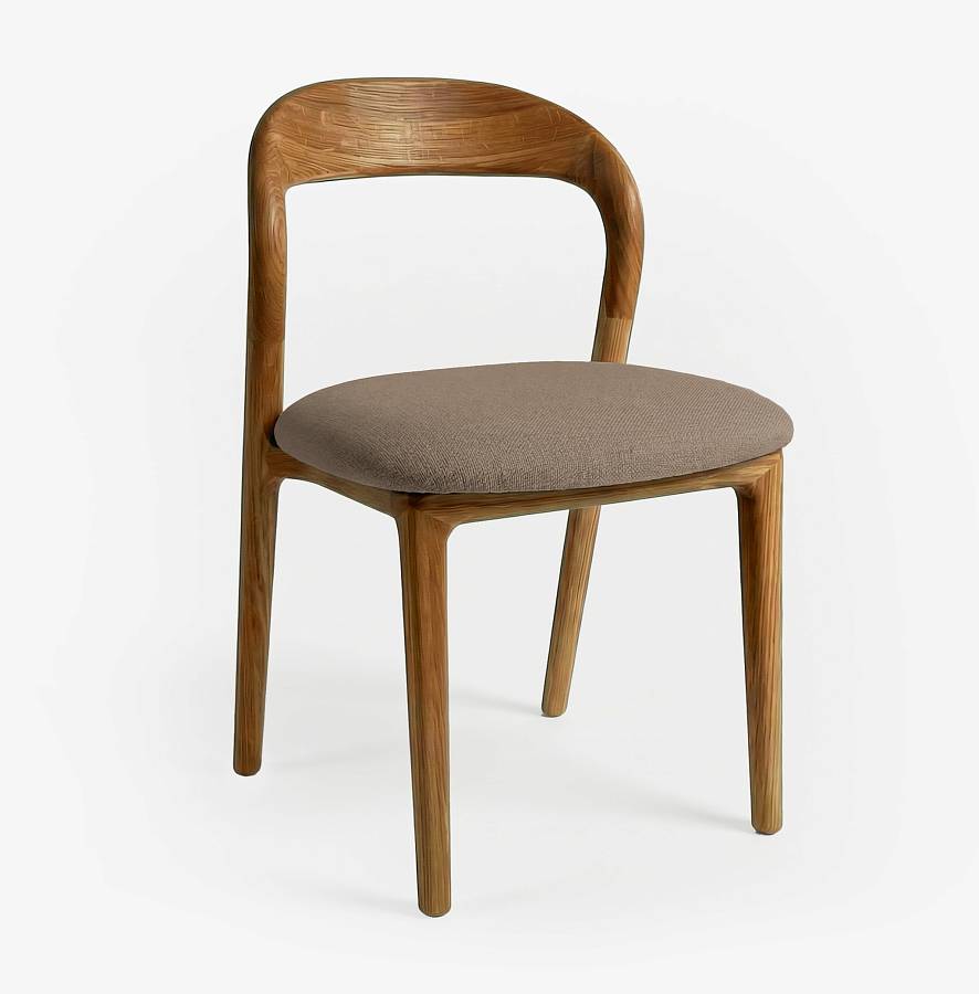 картинка Стул Лугано без подлокотников серо-коричневая ткань дуб тон коньяк (масло) от производителя дизайнерской мебели Deephouse