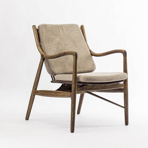 картинка Кресло Ольборг бежево-коричневая ткань дуб тон терра от производителя дизайнерской мебели Deephouse