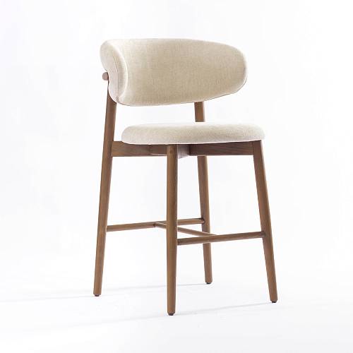 картинка Стул полубарный Феррара светло-бежевая ткань ножки бук тон терра от производителя дизайнерской мебели Deephouse