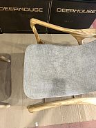 Кресло Хорсес с подставкой для ног светло-серая ткань, дуб, тон бесцветный - 17