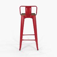 Барный стул TOLIX красный матовый сиденье темное дерево - 5