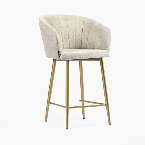картинка Стул полубарный Гарда вращающийся бежевая ткань ножки золотые от производителя дизайнерской мебели Deephouse