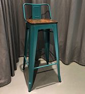 Барный стул TOLIX бирюзовый матовый + темное дерево - 6