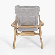 Кресло Хорсес с подставкой для ног светло-серая ткань, дуб, тон бесцветный - 6