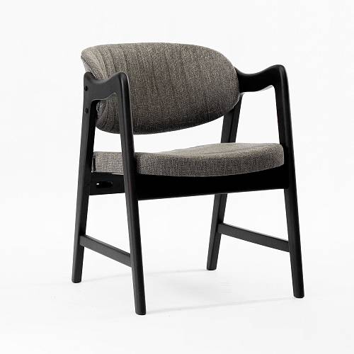 картинка Стул Монтерей серо-коричневая ткань массив бука (черный лак) от производителя дизайнерской мебели Deephouse