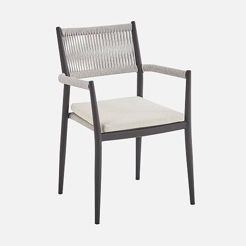 картинка Стул Крит плетеный бежевый подушка бежевая ткань ножки коричневый металл  от производителя дизайнерской мебели Deephouse