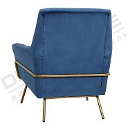 Кресло Амстердам темно-синий бархат + ножки золотой металл - 4