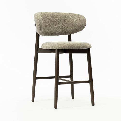 картинка Стул полубарный Феррара бежево-коричневая ткань ножки бук тон темная терра от производителя дизайнерской мебели Deephouse