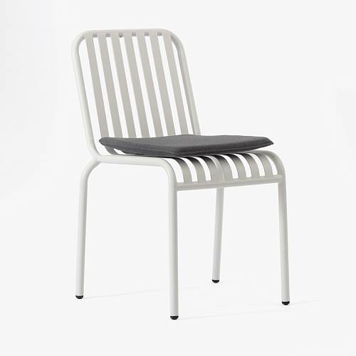 картинка Стул Кальяри металлический тон белый подушка серая от производителя дизайнерской мебели Deephouse