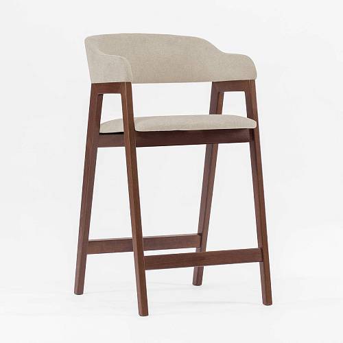 картинка Стул Челси полубарный кремовая ткань массив бука (орех) высота подлокотников 83,5 см от производителя дизайнерской мебели Deephouse