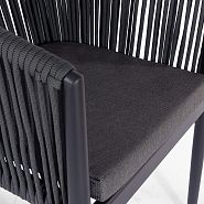 Кресло Марсель плетеное темно-серое, подушка ткань темно-серая, ножки темно-серый металл - 8