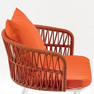 Стул Ибица плетеный оранжевый ножки металл белые подушка оранжевая - 7