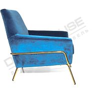Кресло Амстердам синий бархат + ножки золотой металл - 5