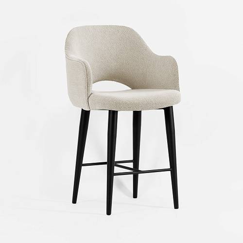 картинка Стул Мартин барный бежевая ткань букле ножки черные от производителя дизайнерской мебели Deephouse