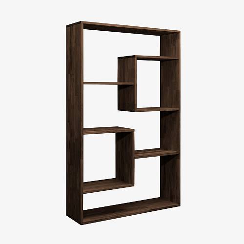 картинка Стеллаж Котка 100х30х165 см массив дуба тон темный орех (бейц/лак) от производителя дизайнерской мебели Deephouse