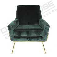 Кресло Амстердам темно-зеленый бархат + ножки золотой металл - 2