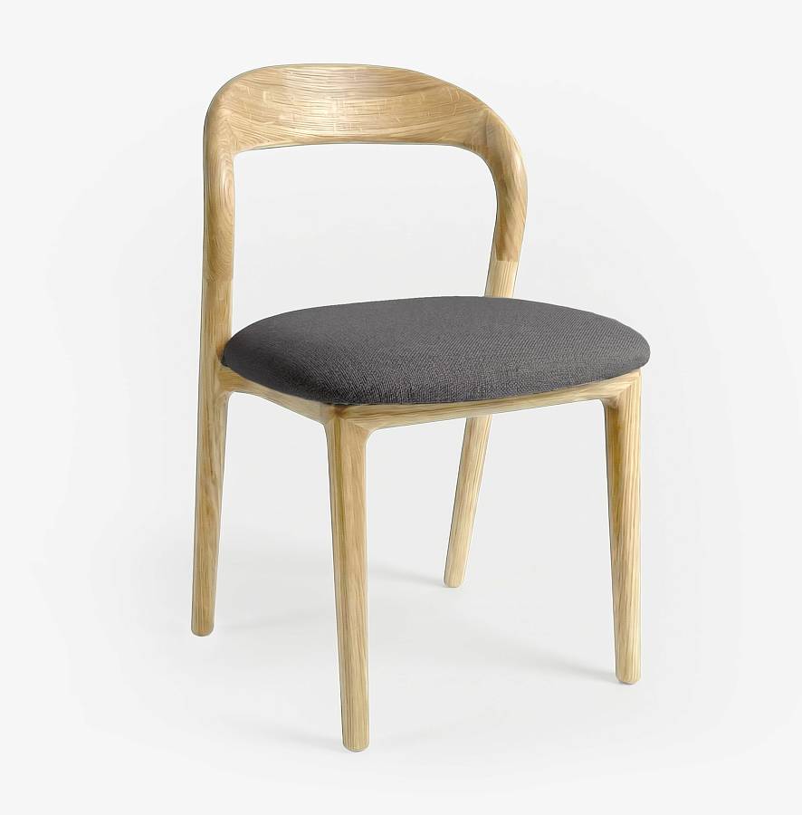 картинка Стул Лугано без подлокотников серая ткань береза тон натуральный (масло) от производителя дизайнерской мебели Deephouse