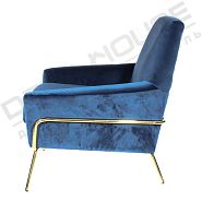 Кресло Амстердам темно-синий бархат + ножки золотой металл - 7
