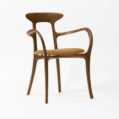 картинка Стул Брунелло рыжая кожа дуб (тон коньяк) от производителя дизайнерской мебели Deephouse