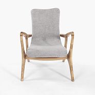 Кресло Хорсес с подставкой для ног светло-серая ткань, дуб, тон бесцветный - 3