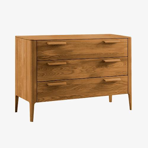 картинка Комод Аделаида с 3 ящиками 120х44х79 см массив дуба тон коньяк (масло) от производителя дизайнерской мебели Deephouse