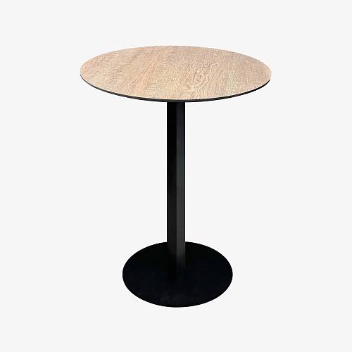 картинка Стол Монс круглый 60*60*76 столешница компакт плита под дерево (тон Дуб Соубери серый)ножка квадратная металл (черный) от производителя дизайнерской мебели Deephouse